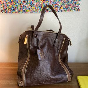 Furla Dark Brown Ostrich Bag